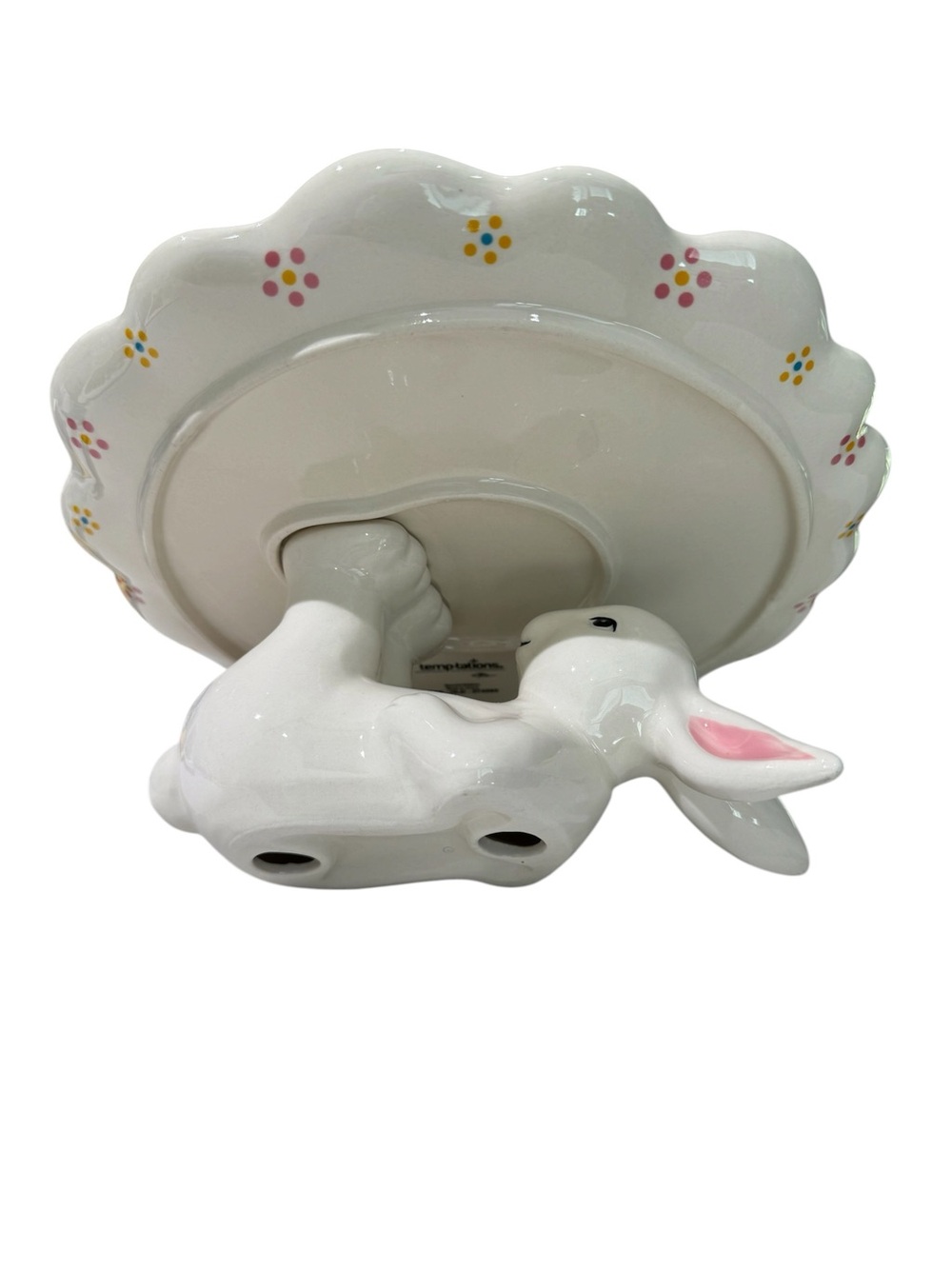 Temp-Tations Special Edition Egg Hunt Ceramic Bunny Cake Stand Plate - 10" - Picture 7 of 13
